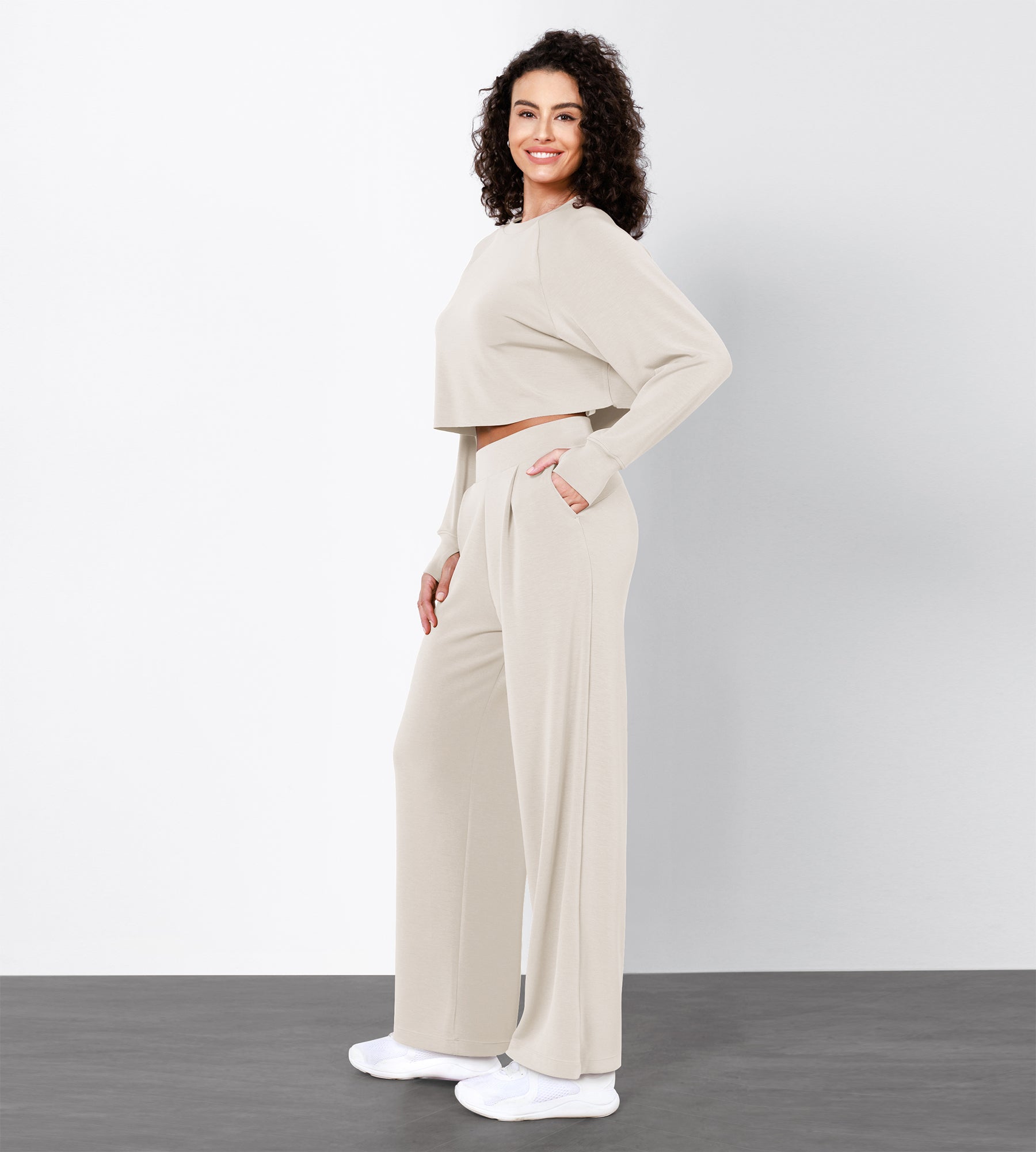 Women's Soft Loose High Waist Wide Leg Casual Pants with Pockets