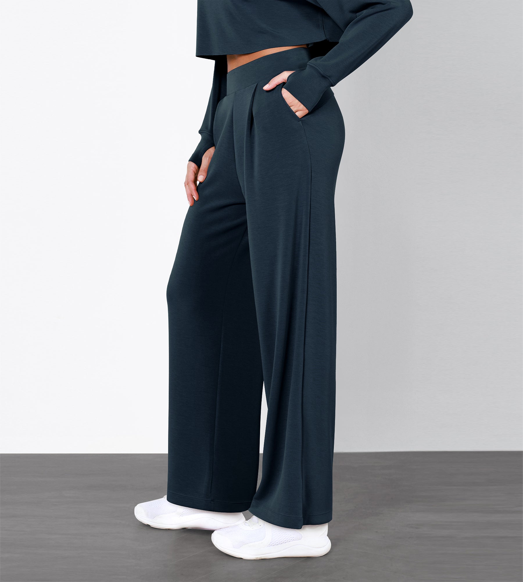 Women's Soft Loose High Waist Wide Leg Casual Pants with Pockets