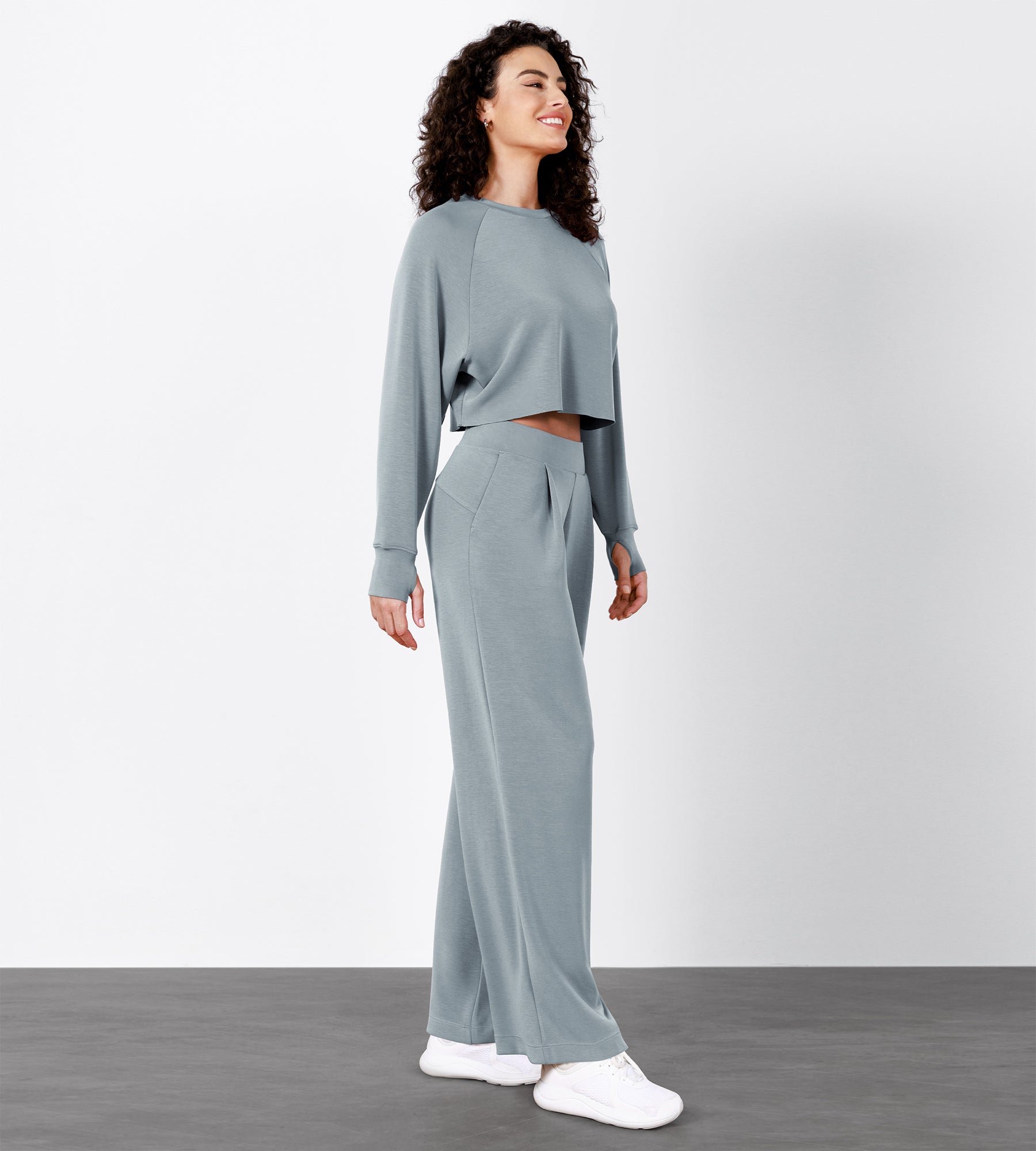 Women's Soft Loose High Waist Wide Leg Casual Pants with Pockets