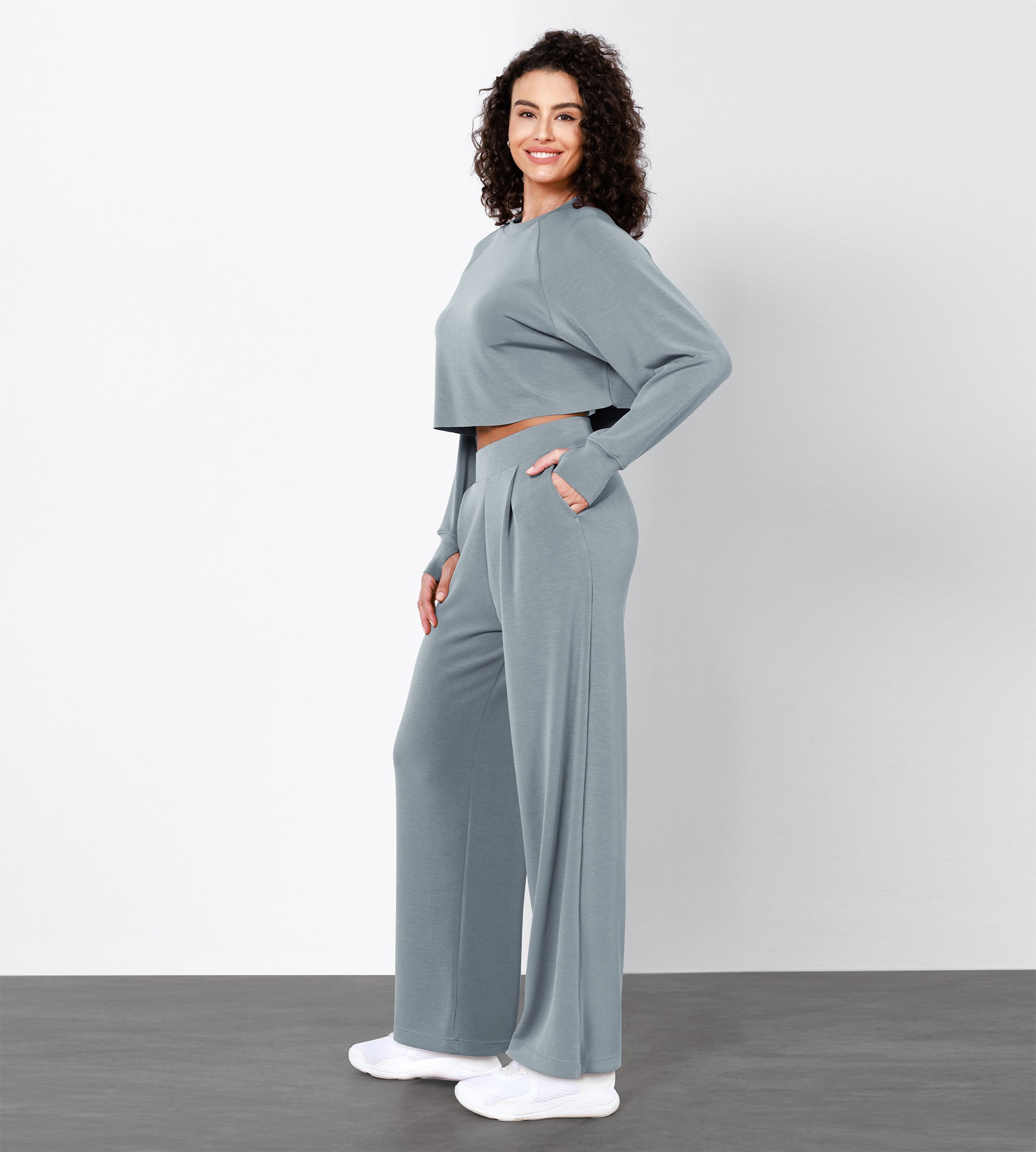 Women's Soft Loose High Waist Wide Leg Casual Pants with Pockets