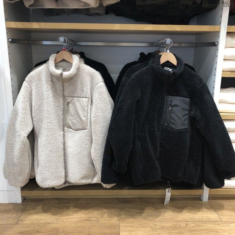 Women's short cardigan plush jacket lamb wool coat