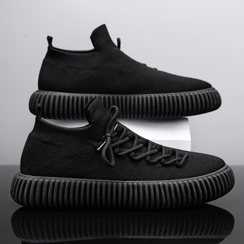 Men's shoes mesh fly woven breathable socks shoes trendy casual shoes
