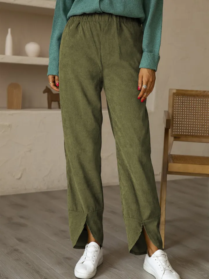 Women's thickened corduroy elastic waist straight casual pants-Buy 3 Get Free Shipping