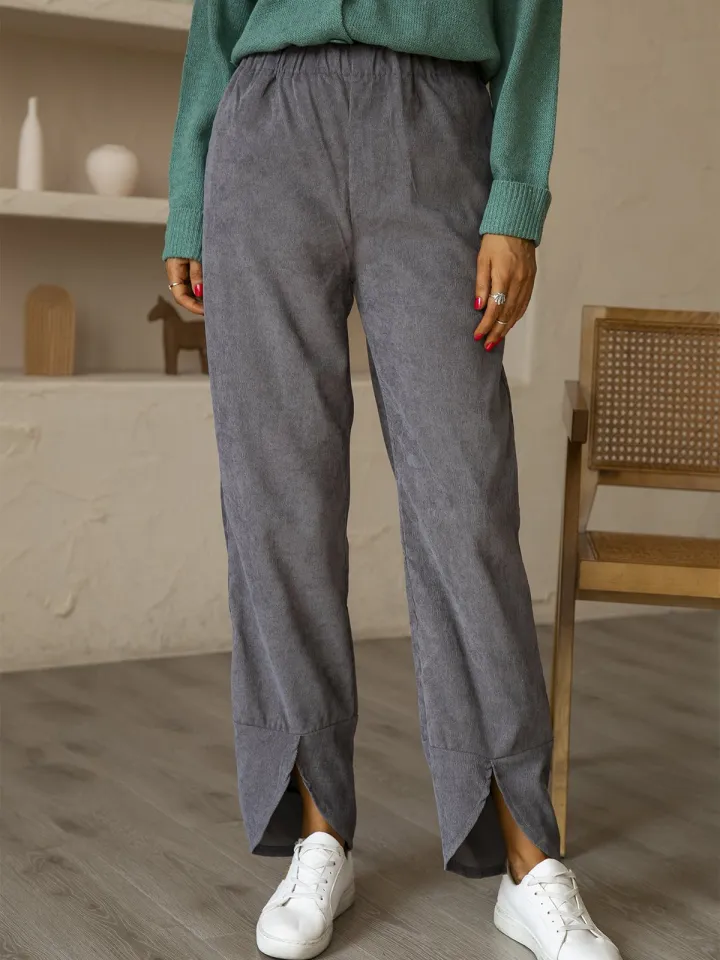 Women's thickened corduroy elastic waist straight casual pants-Buy 3 Get Free Shipping