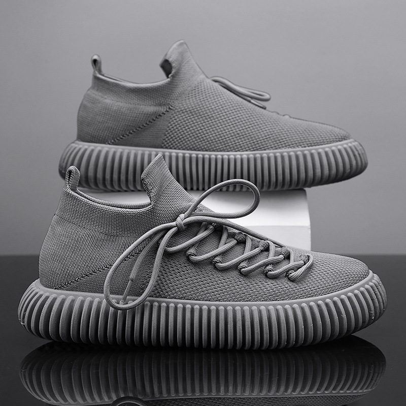 Men's shoes mesh fly woven breathable socks shoes trendy casual shoes