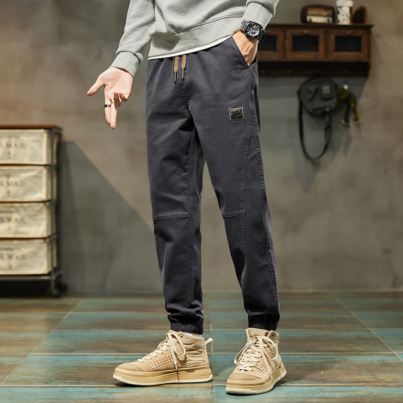 Workers' pants boys in spring and autumn 2023 new loose trendy -footed casual pants men's handsome wild trousers