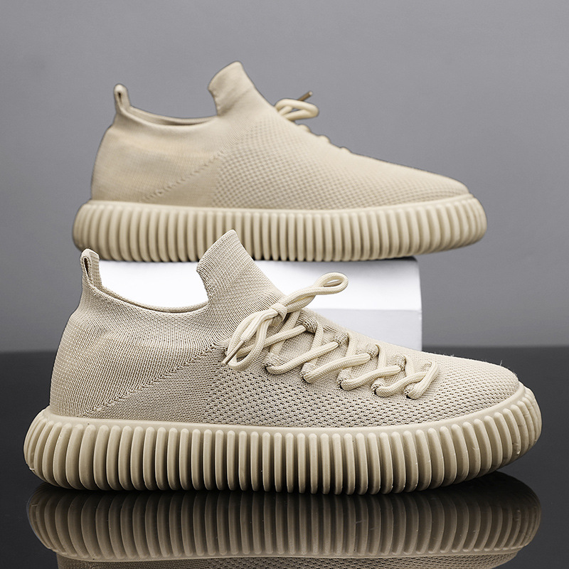 Men's shoes mesh fly woven breathable socks shoes trendy casual shoes