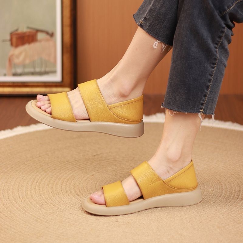 Wearscomfy New Thick Sole Women's Stylish Genuine Leather Sandals