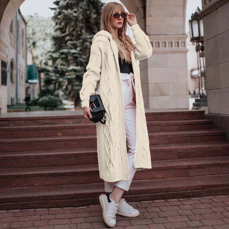 2023  hooded long cardigan Knitted Thick-Line Jumper Coat-FREE SHIPPING