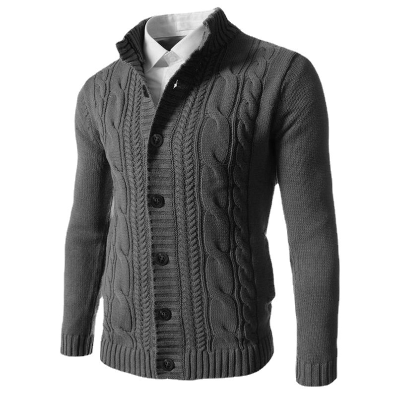 Cross-border autumn and winter sweaters 2023 Amazon men's stand-up collar knitted cardigan sweater tops men's European station sweater