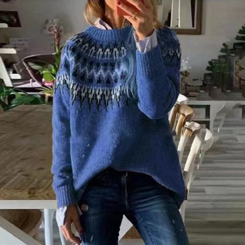Women's Sweater Nylon Thick Needle Thick Jacquard Sweater