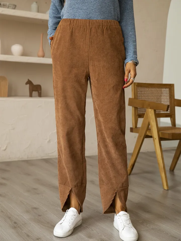 Women's thickened corduroy elastic waist straight casual pants-Buy 3 Get Free Shipping
