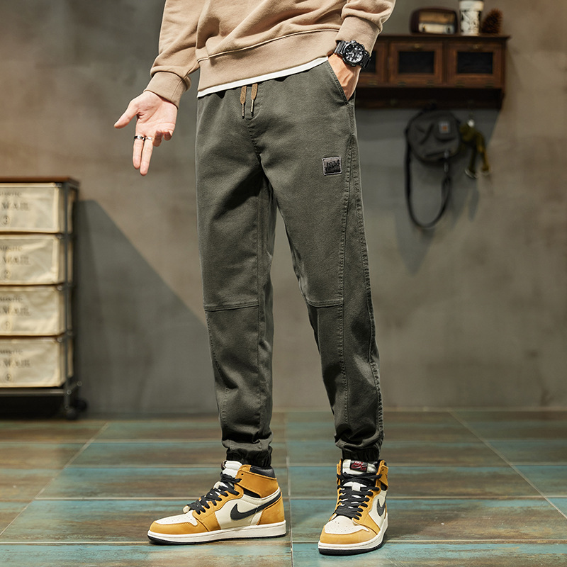 Workers' pants boys in spring and autumn 2023 new loose trendy -footed casual pants men's handsome wild trousers