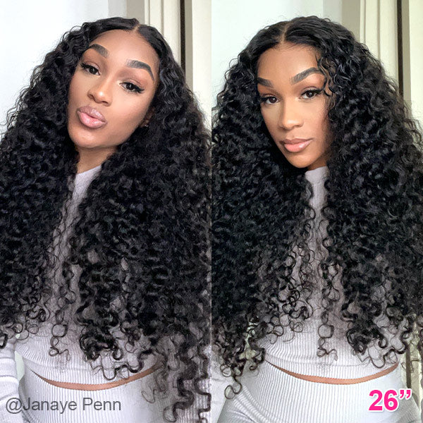 Queenleora Same Water Curly Hair Wear And Go Wigs 180% Density Glueless HD Lace Ready To Wear Wigs