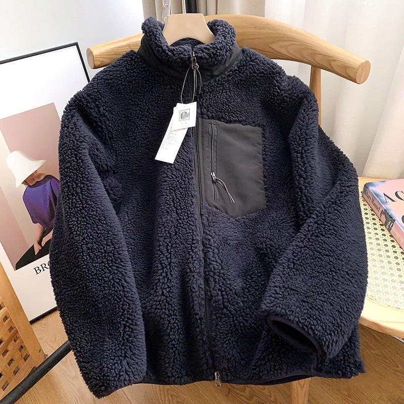 Women's short cardigan plush jacket lamb wool coat