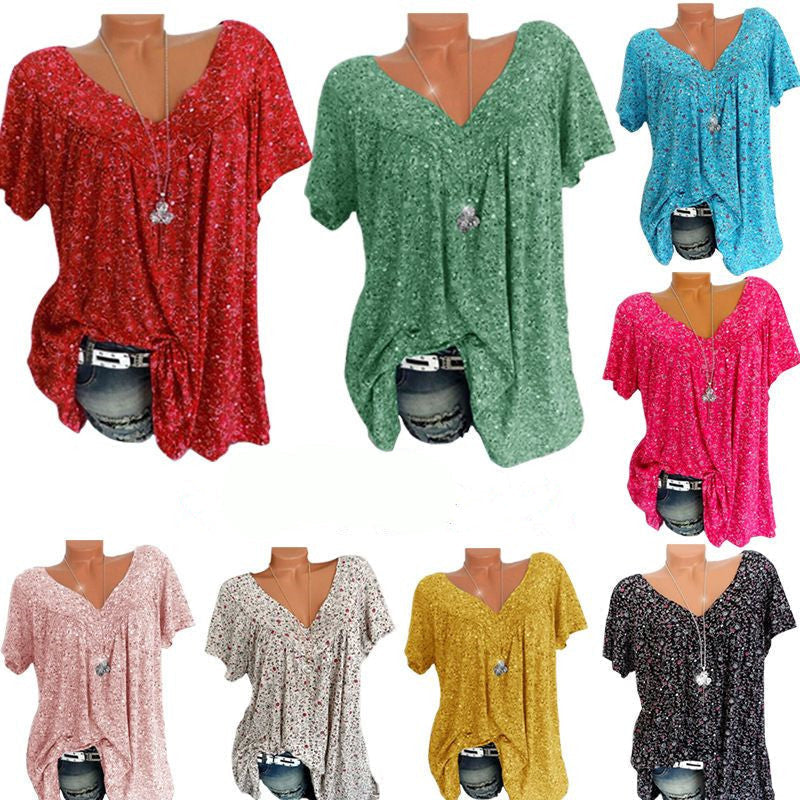 WOMEN'S SUMMER CASUAL SHORT SLEEVE V-NECK T-SHIRT