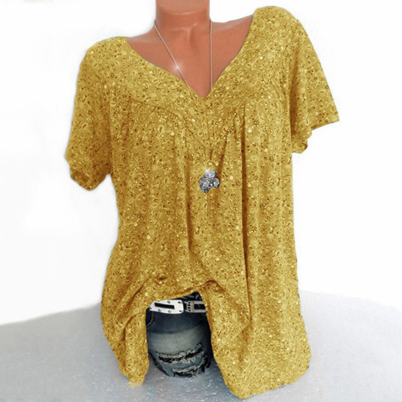 WOMEN'S SUMMER CASUAL SHORT SLEEVE V-NECK T-SHIRT