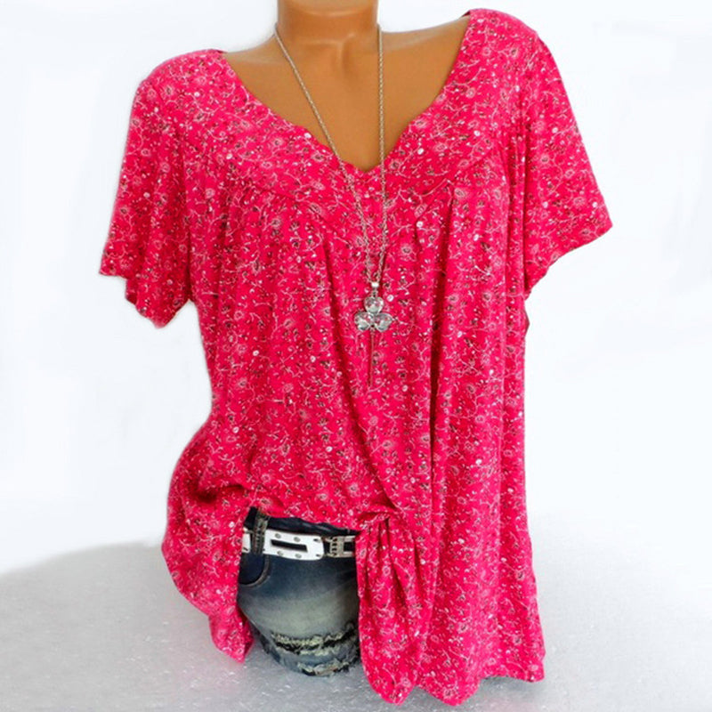 WOMEN'S SUMMER CASUAL SHORT SLEEVE V-NECK T-SHIRT