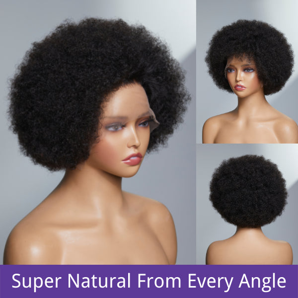 Retro & Vintage | Ultra Natural Afro Curl 13X2 Frontal Lace Short Wig 100% Human Hair