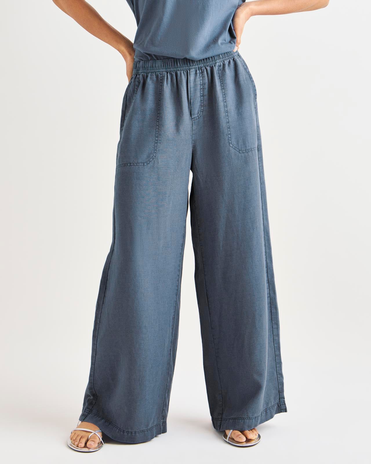 Women‘s Summer Linen and Lyocell Wide Leg Pants