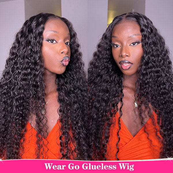 Queenleora Same Water Curly Hair Wear And Go Wigs 180% Density Glueless HD Lace Ready To Wear Wigs