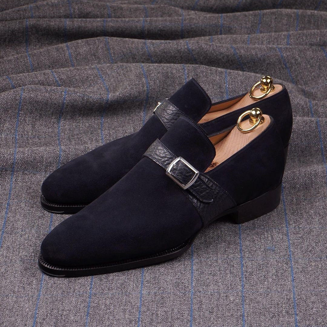 Black classic single buckle series men's loafers moccasins-Zittor