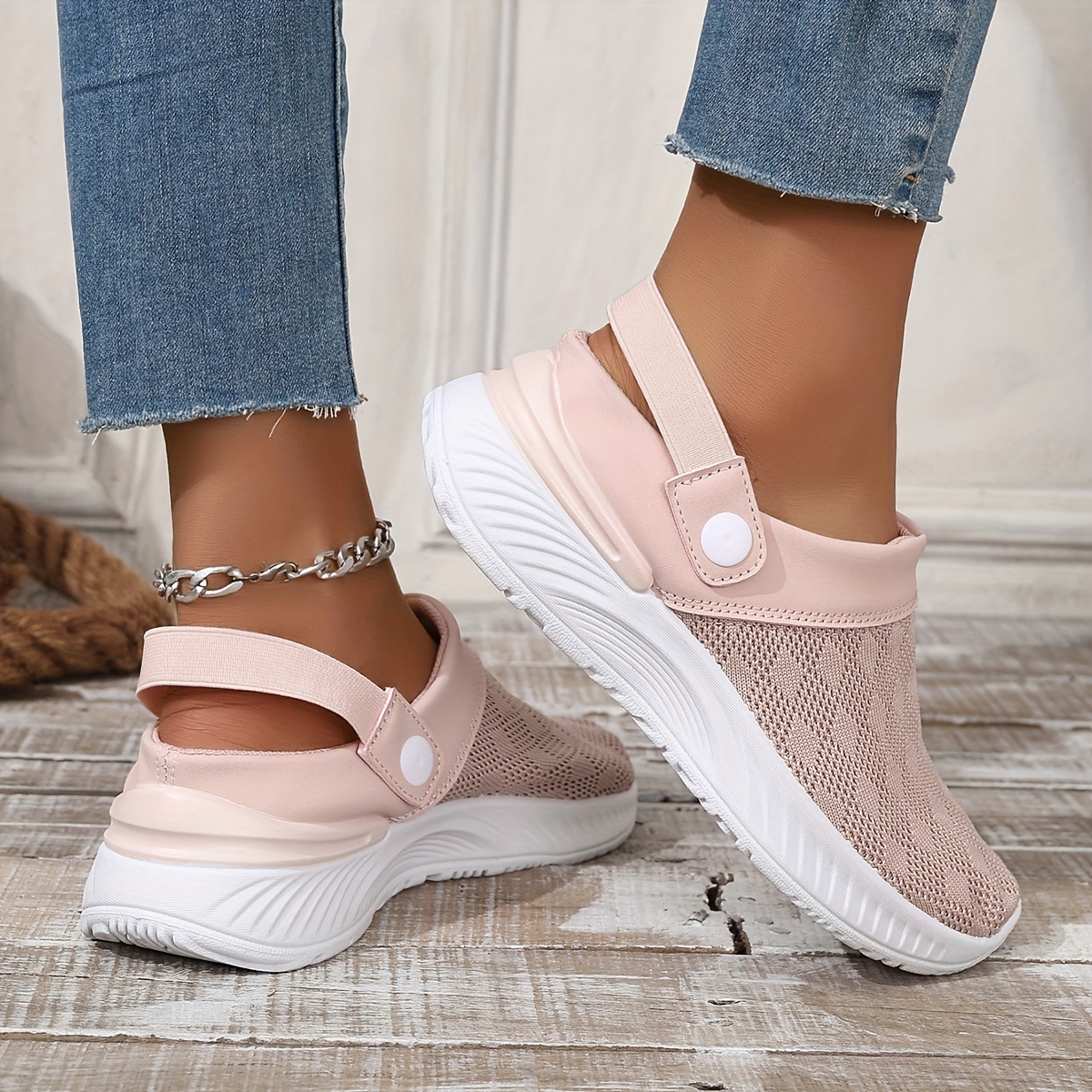 Women's Breathable Knit Mule Sneakers