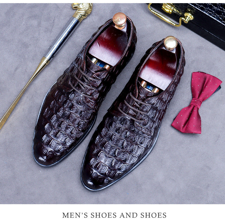 Embossed Old-fashioned Men's Leather Business Casual Trendy Shoes-Zittor
