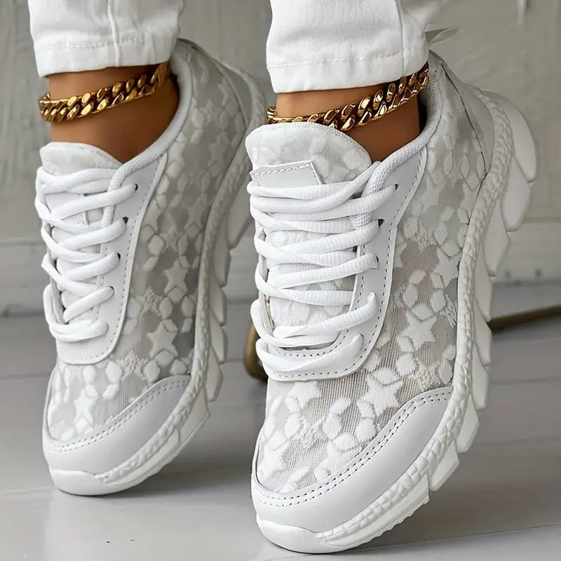 Women s Lace Solid Color Sneakers Platform Lace Soft Sole details 1