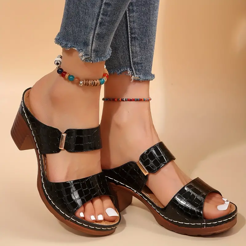 Women s Solid Color Platform Sandals Soft Sole Double Bands details 3