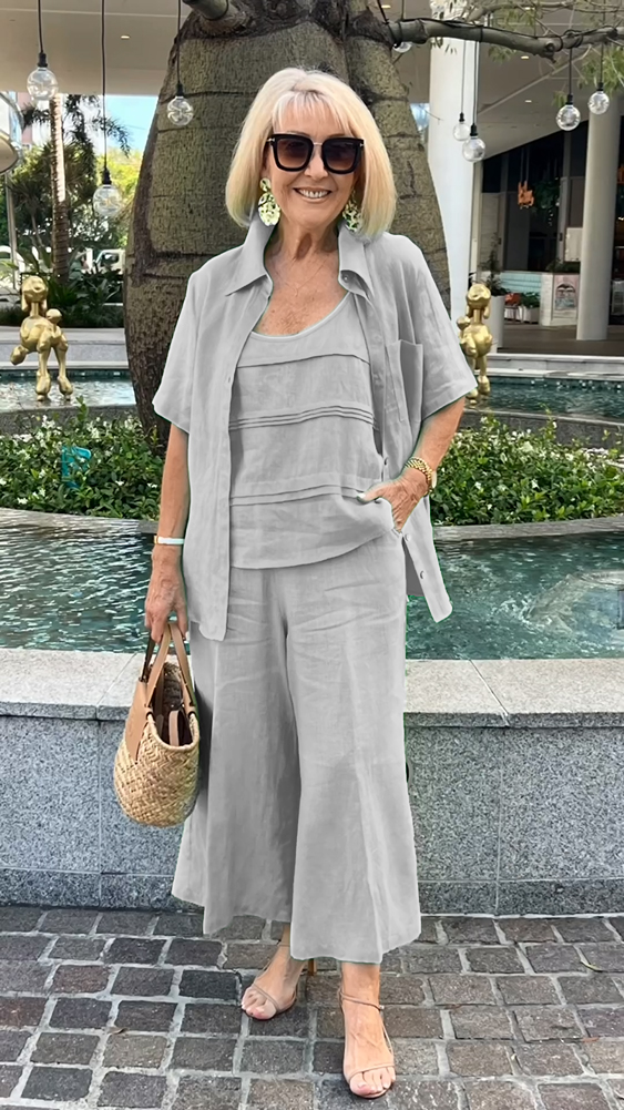 Cotton and linen three-piece Suit