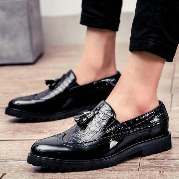 Casual Men's Dress Shoes With Tassel Flat Heel Loafers-Zittor