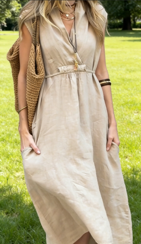 [Copy]Women's Relaxed Vibe Linen Shirt Dress