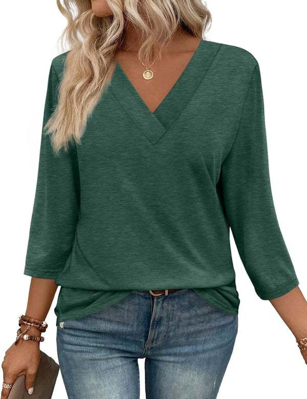 🔥 Women's Cotton V Neck Loose Fit Tops