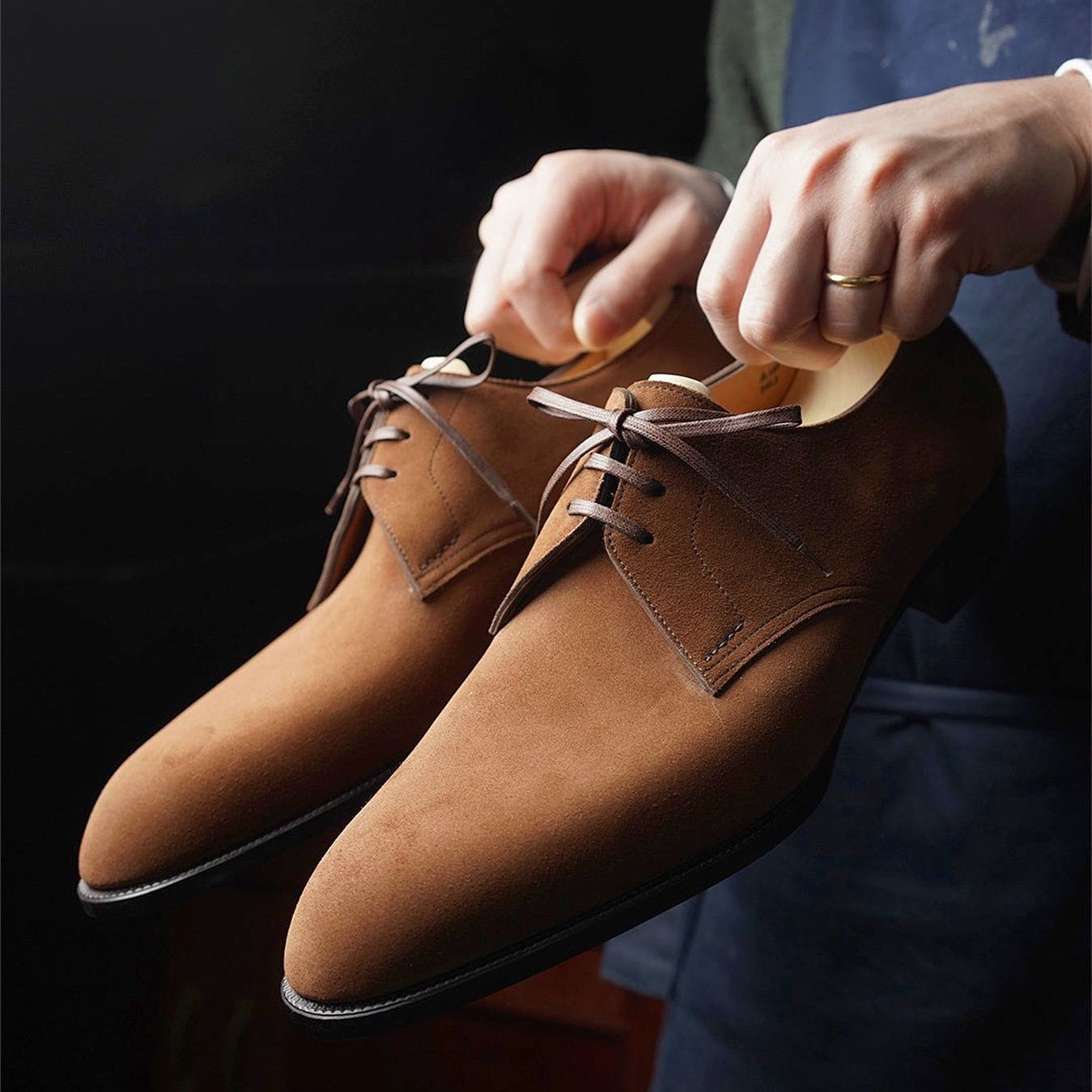 Classic Brown Pointed Toe Suede Derby Business Dress Shoes-Zittor