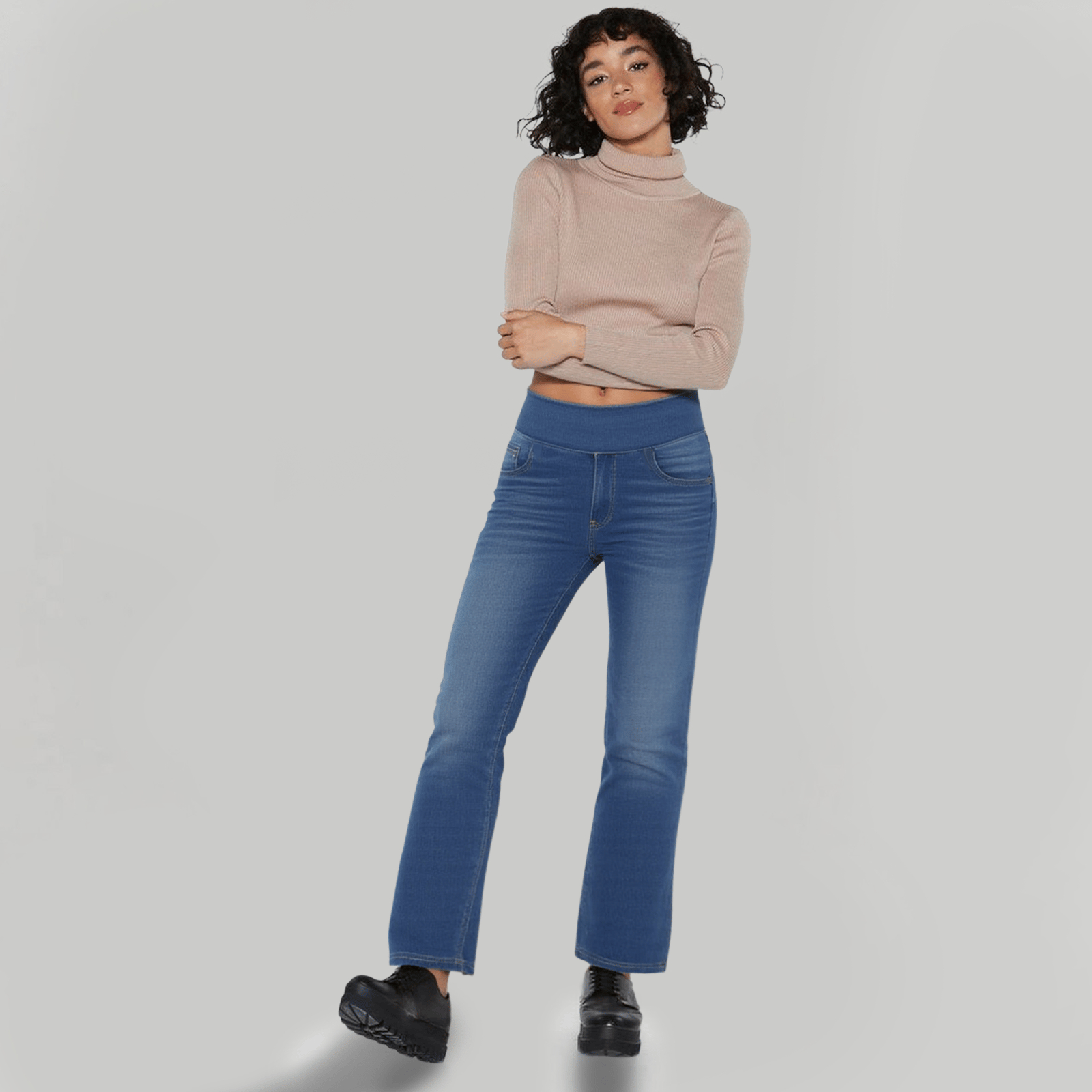 🏆High Waisted Pockets Washed Casual Bootcut Jeans