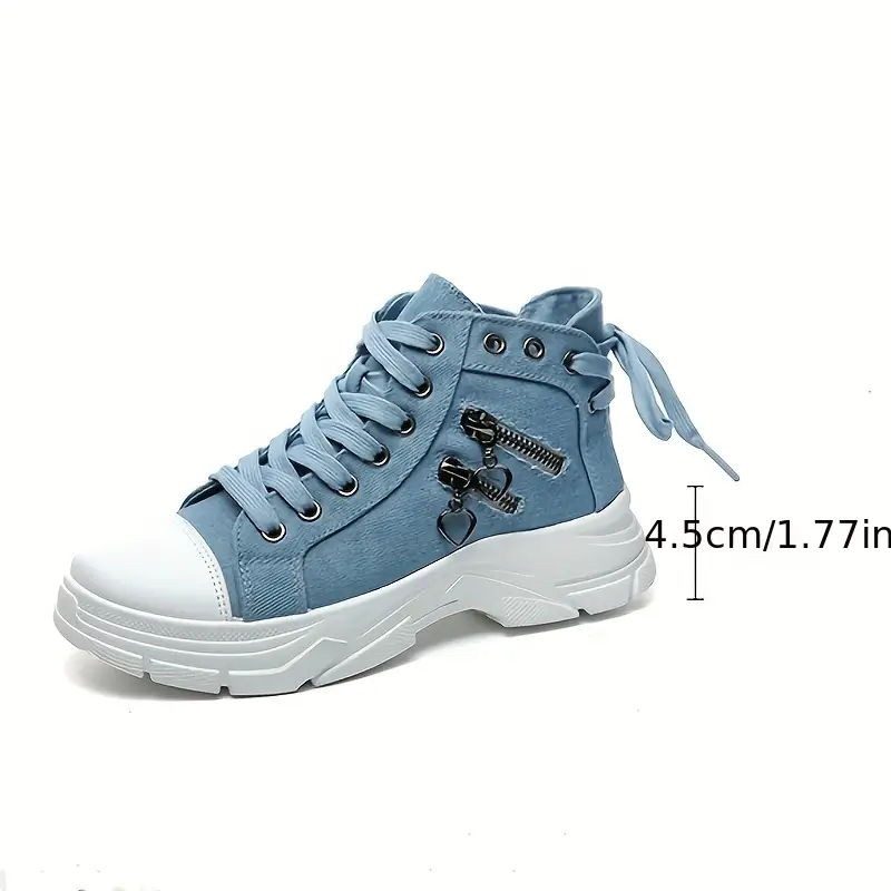 Women s Casual Denim Canvas Shoes Chunky Sole Fashion details 3
