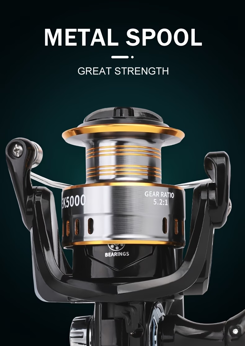 All-Water Spinning Reel 5.2:1 Gear Ratio 12KG Max Drag Aluminum Spool Freshwater & Saltwater Fishing Reel