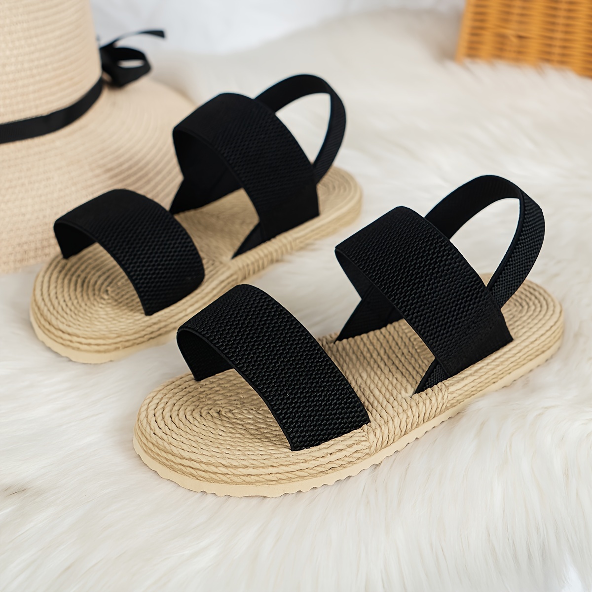 Women's Summer Casual Sandals, Double Straps Slip-On Comfortable Flatform Shoes, Non-Slip Beach Shoes