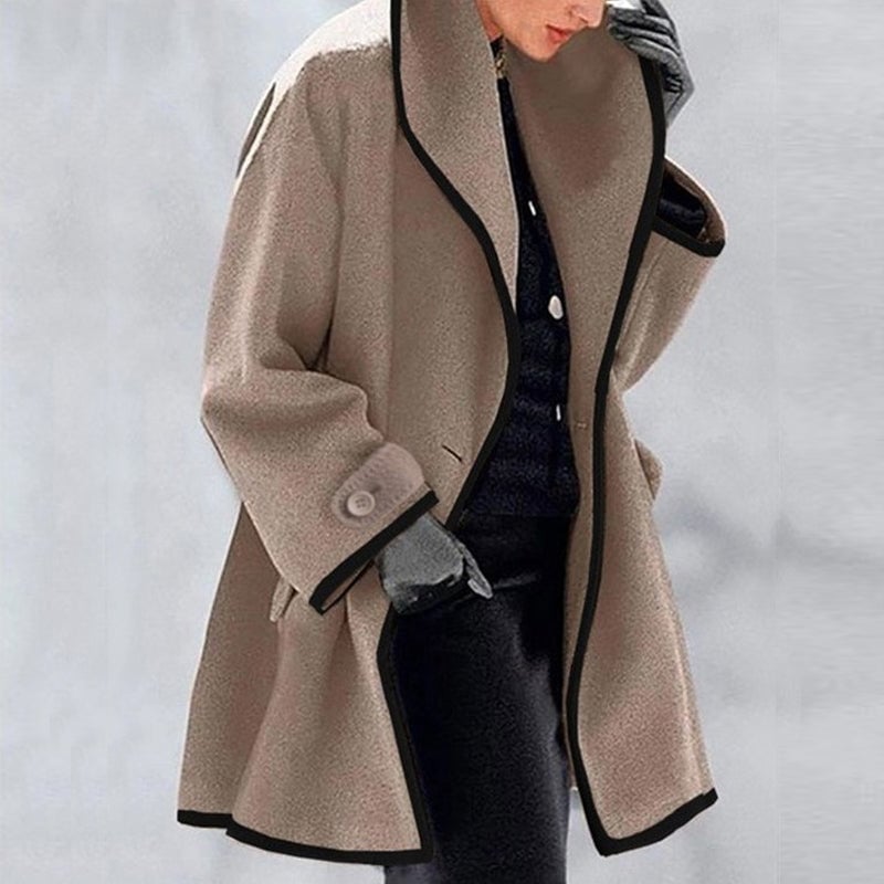 🔥Early Black Friday Sale⭐Hooded Color Block Woolen Coat