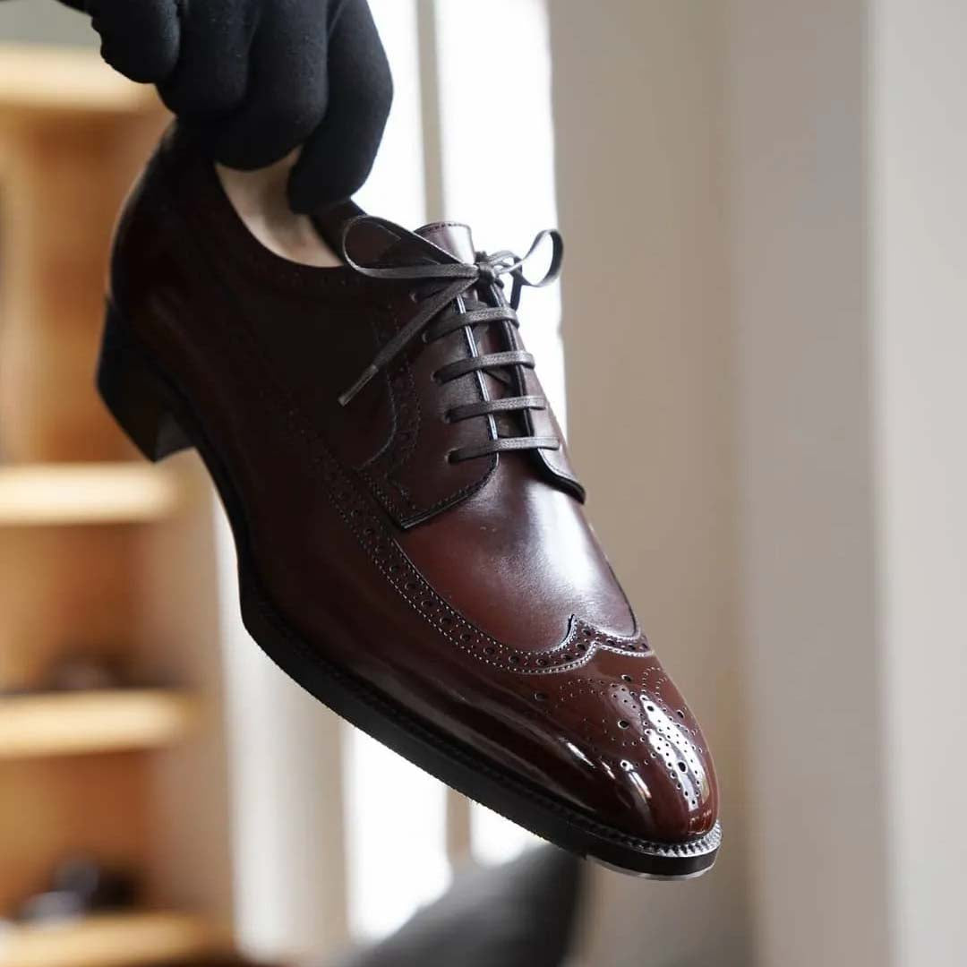 Dark red temperament men's dress shoes-Zittor