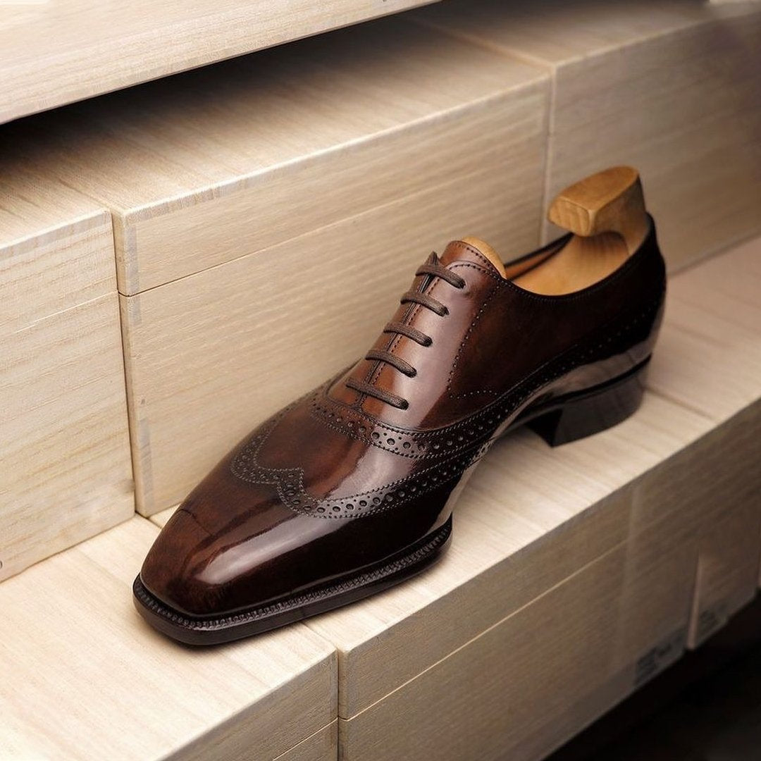 Classic high-end handmade brown Oxford leather shoes-Zittor