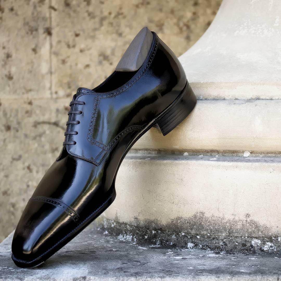 Black Split Toe Leather Penny Derby Dress formal shoes-Zittor