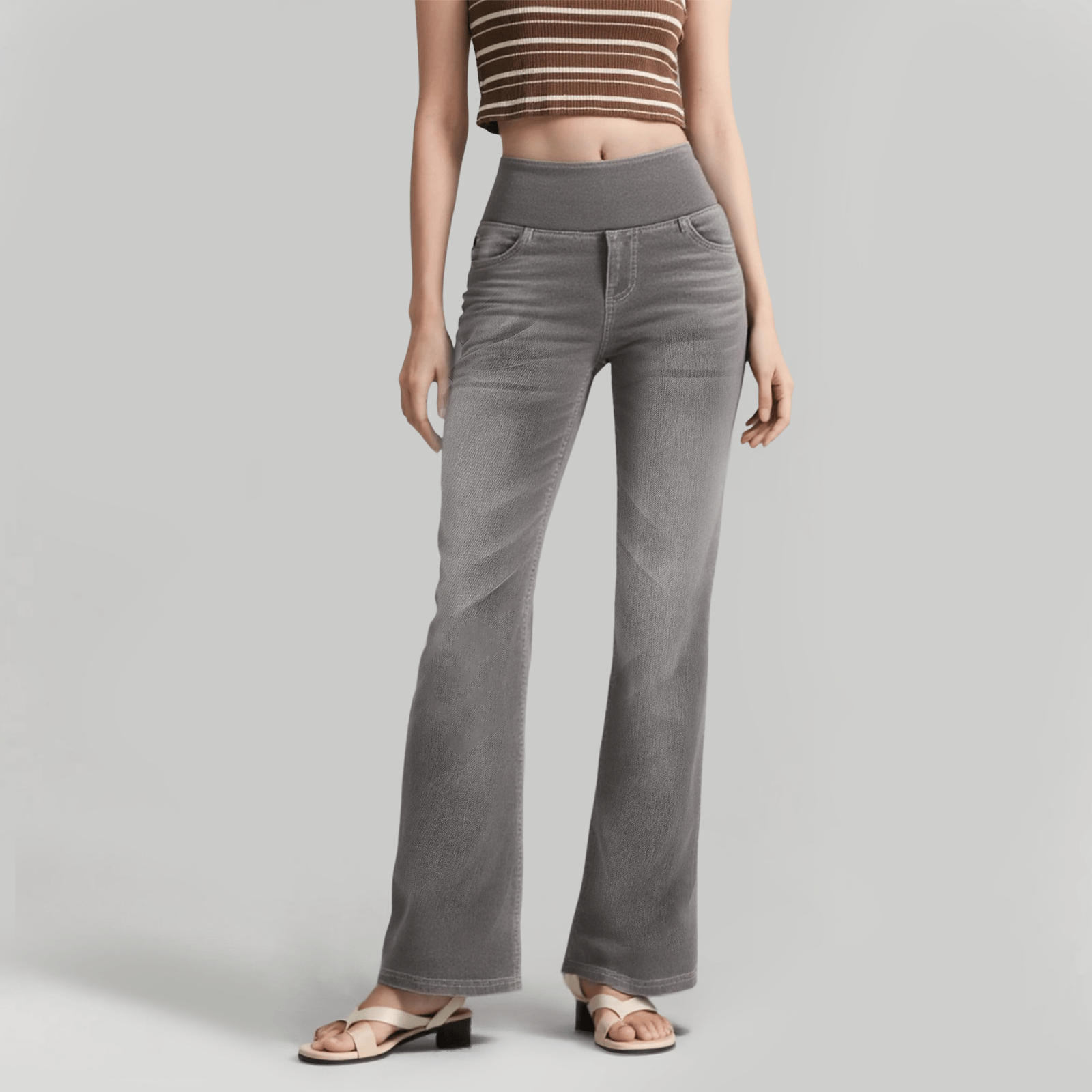 🏆High Waisted Pockets Washed Casual Bootcut Jeans