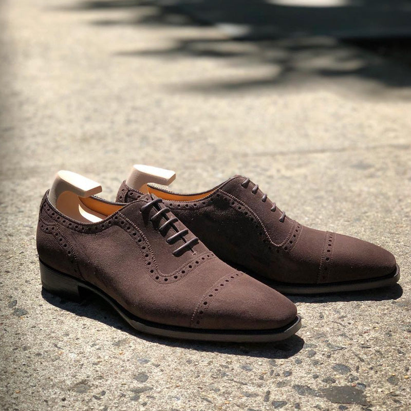 Brown Suede Delicate Shoe Shape Men's Four Seasons Shoes-Zittor