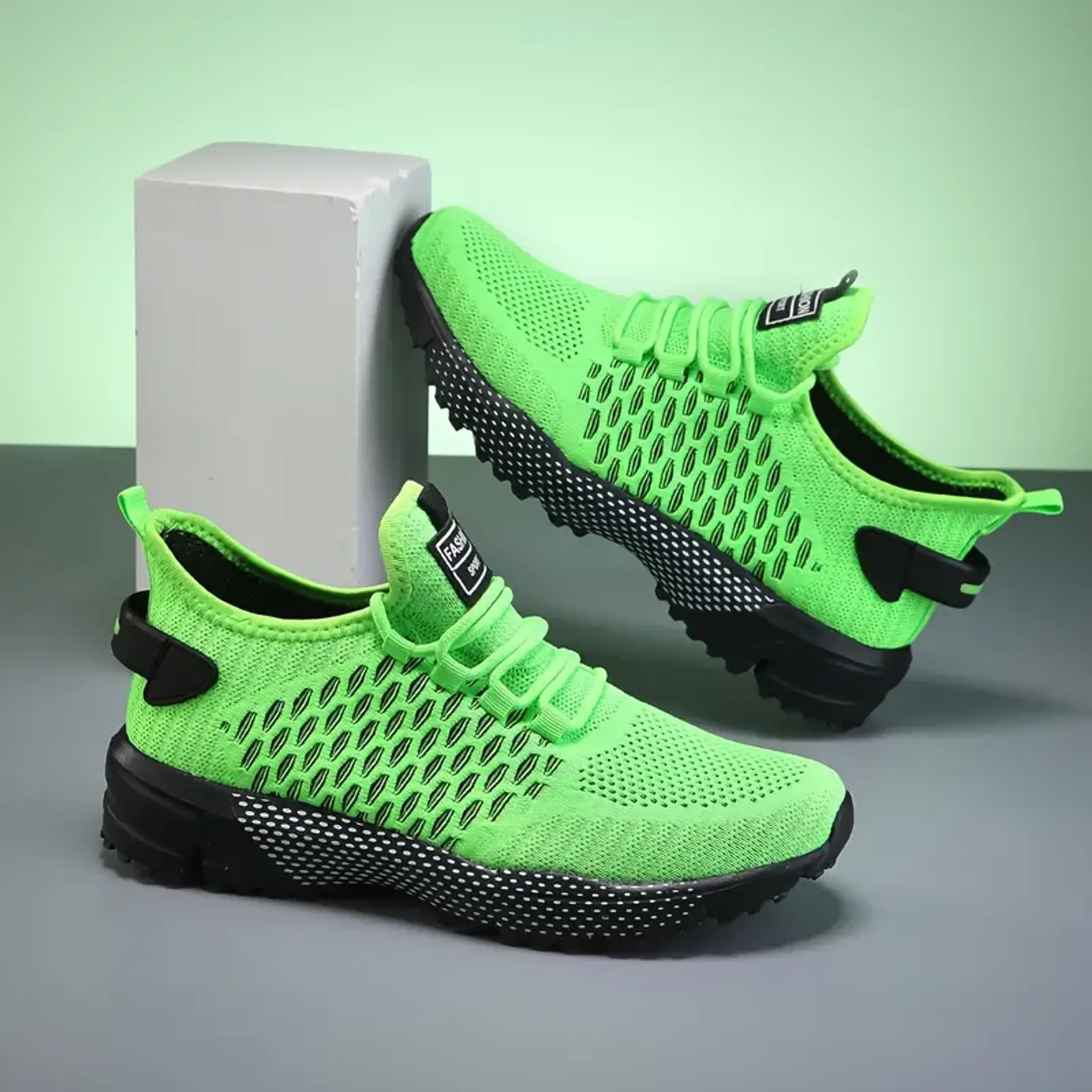 Yellow High-Top Performance Athletic Sneakers - Breathable Mesh