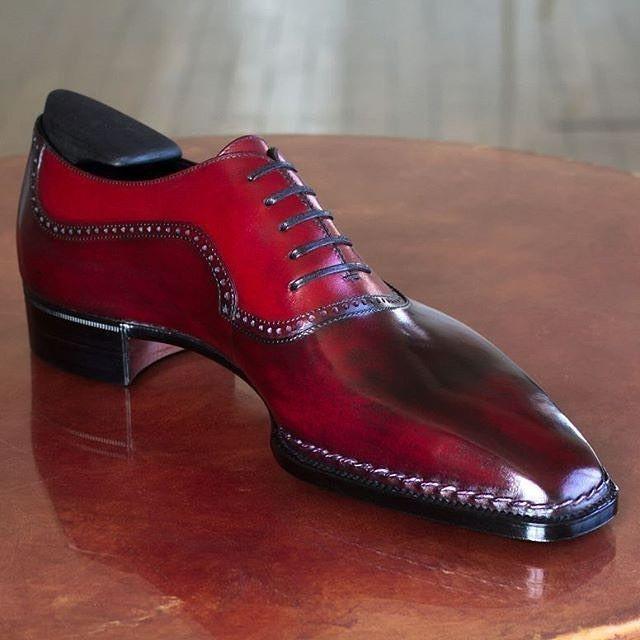 Premium red classic Oxford leather shoes-Zittor