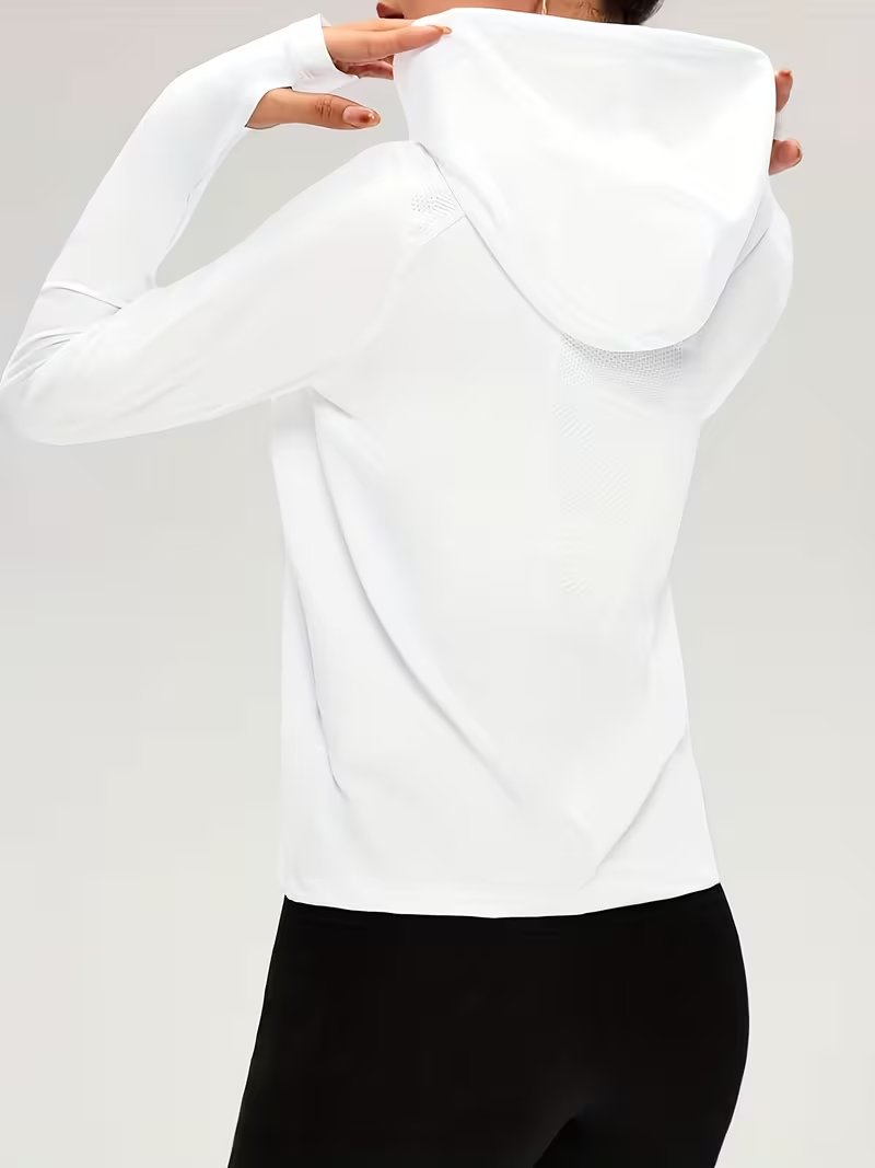 Women's Athletic Hooded T-Shirts | Quick Dry Sun Protection Long Sleeve Workout Tops
