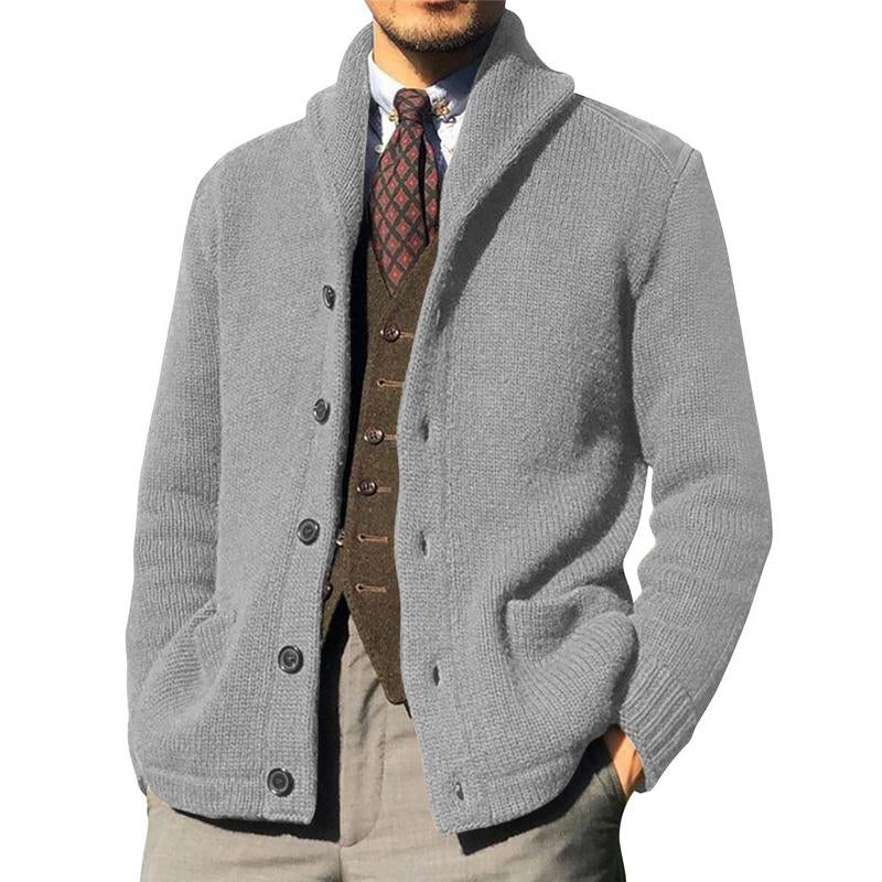 Men's Solid Color Button Knit Jacket