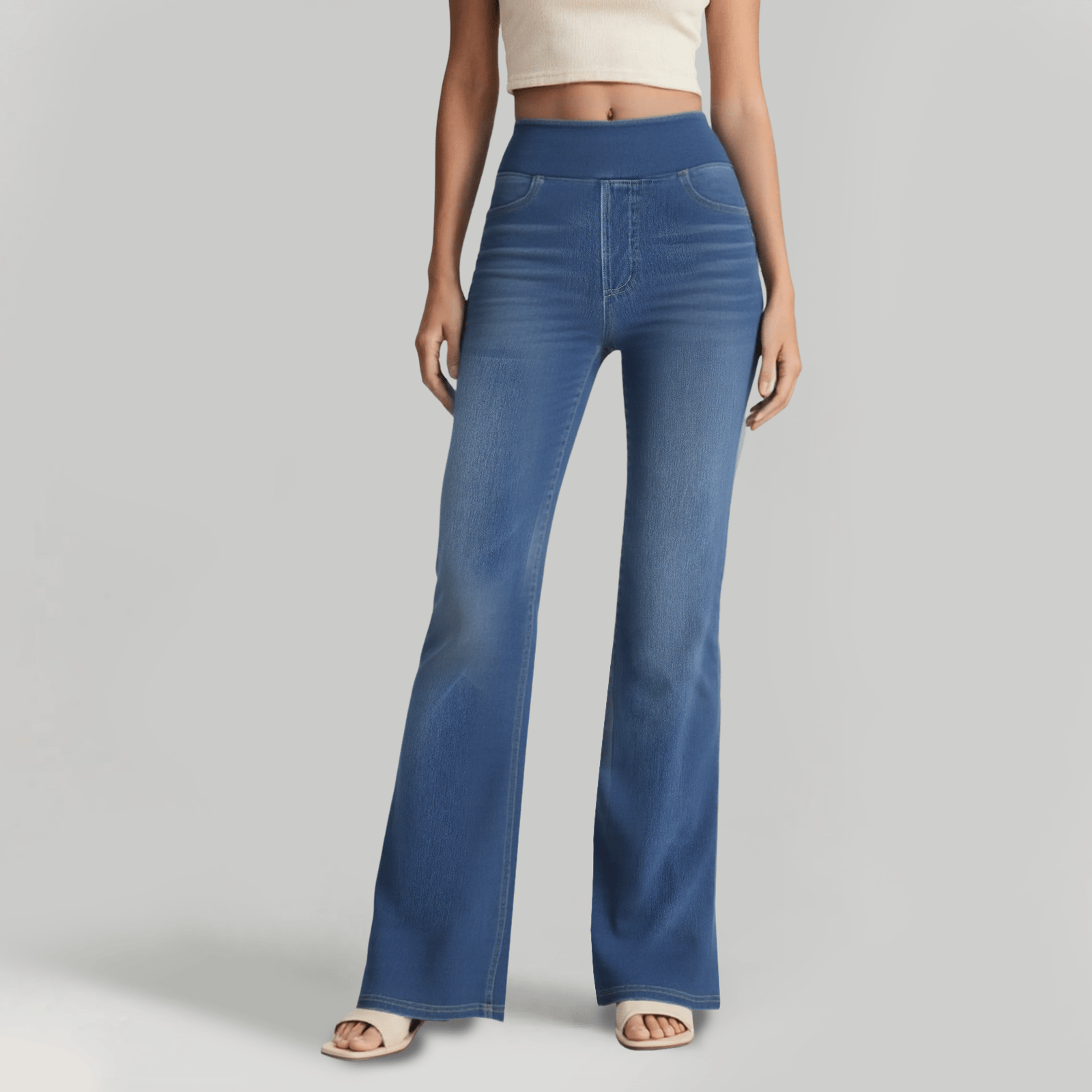 🏆High Waisted Pockets Washed Casual Bootcut Jeans